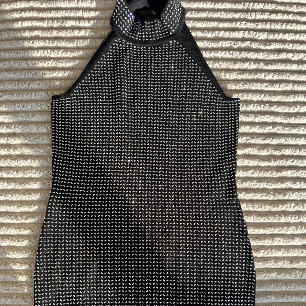 GUESS Black Mirror Embellished Mini Dress (XL) – NWT Style Sparkle